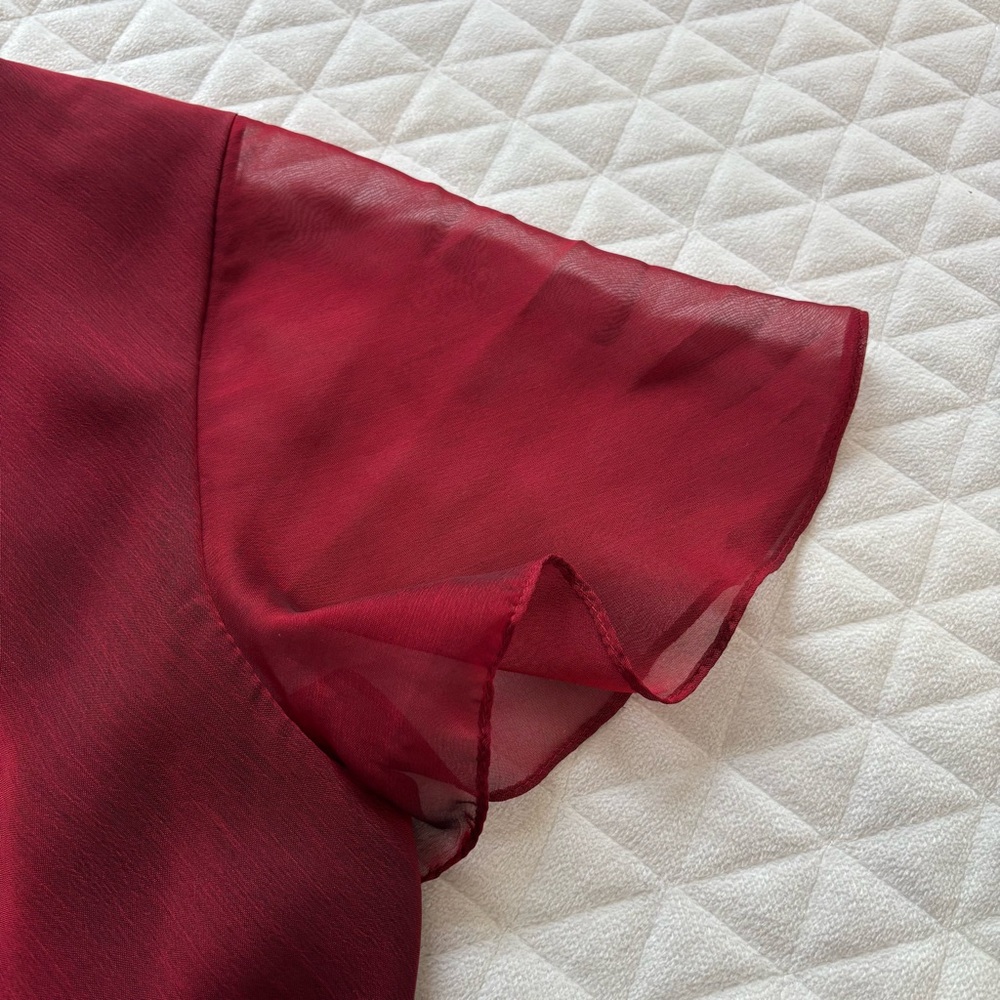 VTG Donna Ricco Dress Size 14 Red Black Rose Brooch Asymmetric Hem Dark Romantic - Picture 7 of 15